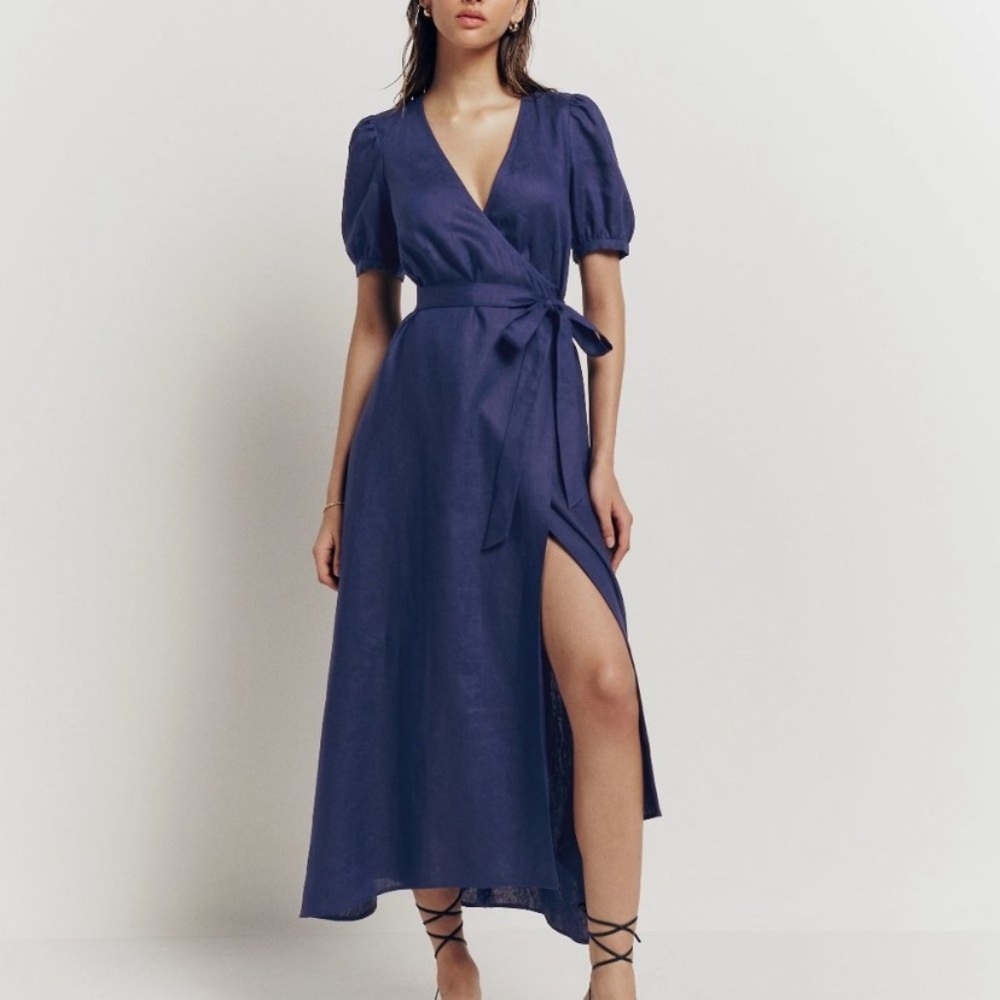 Weiss Linen Dress (Navy Blue; XS)